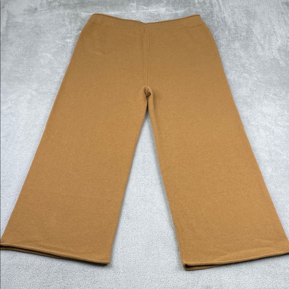NEW Outerknown XL Cashmere Superfine Wool Tan Wide-Leg Knit Sweatpants - Picture 12 of 13